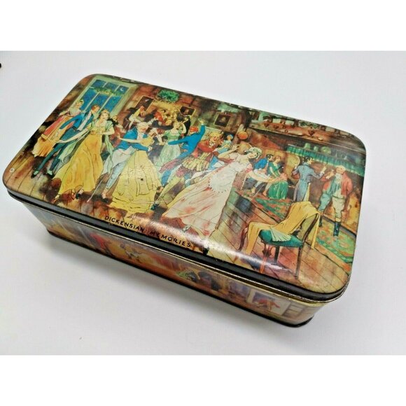 Vintage Thorne's  World's Premier Toffee Tin - Dickesian Memories -  7 1/4" long - Picture 2 of 11